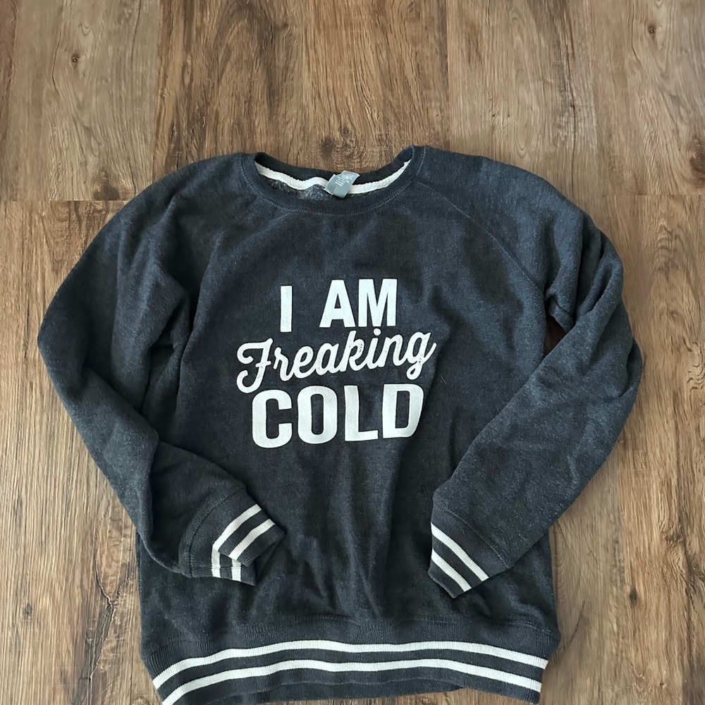 Gray Sweater with White Text